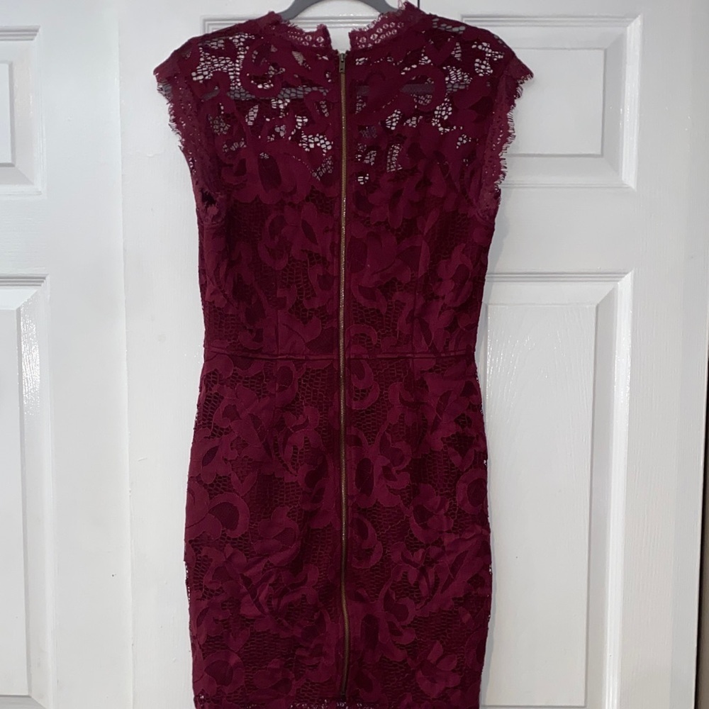Sans Souci Burgundy Lace Mini Dress - Picture 4 of 4